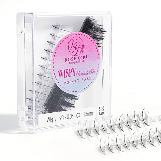 ROSE GIRL Ultra Wispy Lashes Volume Fan-Individual Lashes Fake Eyelashes Extension-Lashes Natural Look-Handmade Kit-5D/7D/9D–C CC D Curl Thickness 0.05~0.07mm-9~16mm Length(9D-0.05-D-9mm)