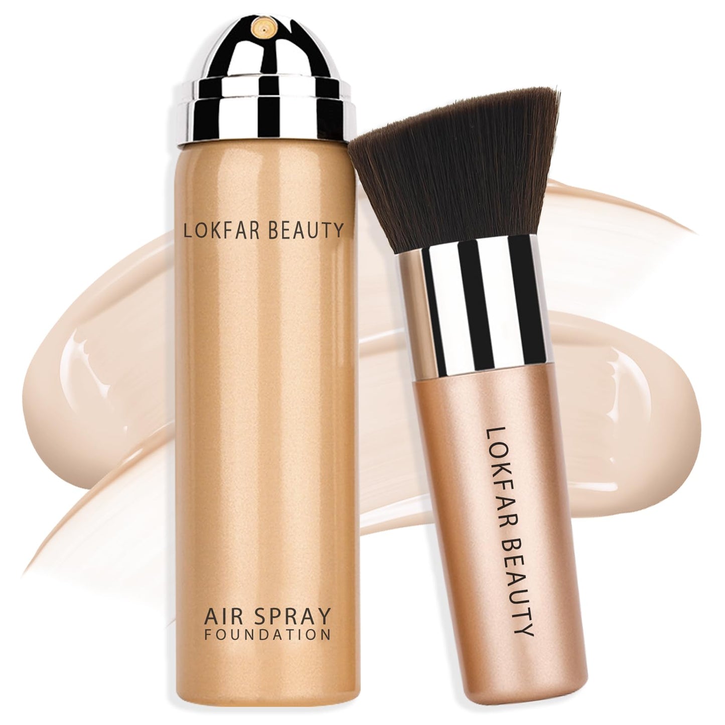 LOKFAR AirBrush Foundation Spray, Silky Mist Foundation Spray Makeup Set with Brush, Full Coverage Foundation for Smooth Radiant Finish, Formula Breathable Lightweight Hydrating | #A01 Ivory