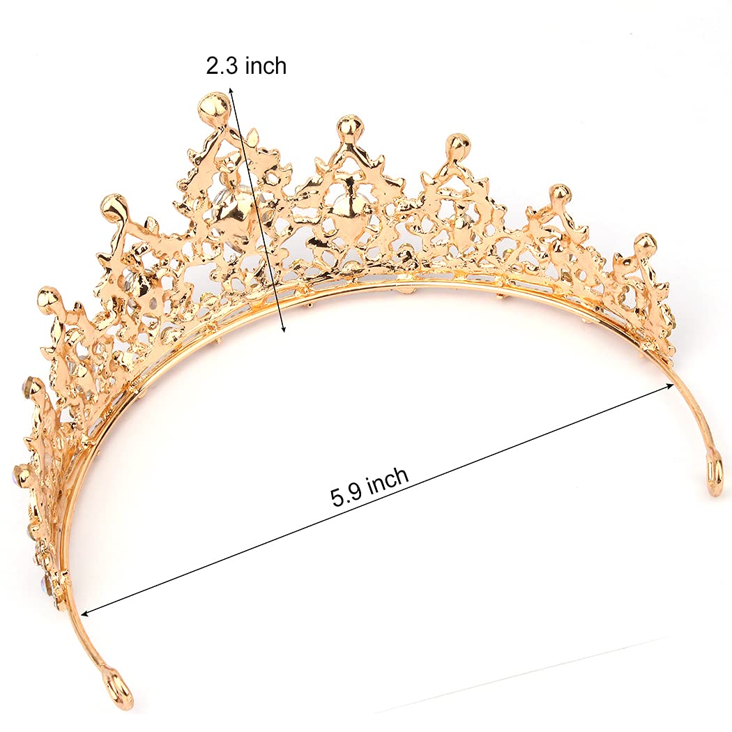 Tiaras for Women, Didder Red Crystal Tiara Crowns for Women, Gold Crown Tiaras for Girls Princess Crown Wedding Tiaras and Crowns for Women Brides Birthday Party Christmas Prom