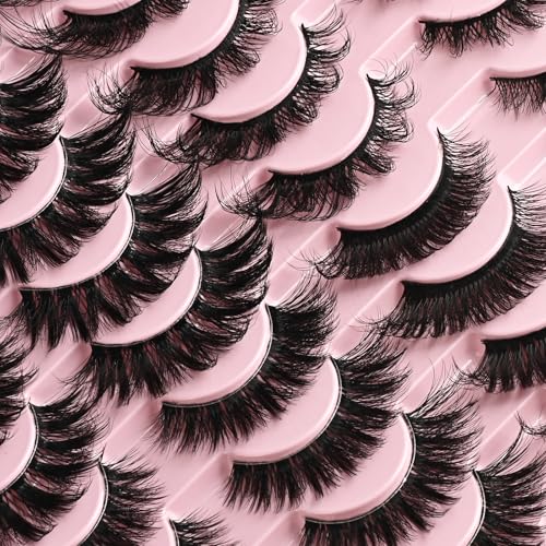 FARRED 20 Pairs Wispy Cat Eye False Eyelashes - Fluffy Mink Lashes