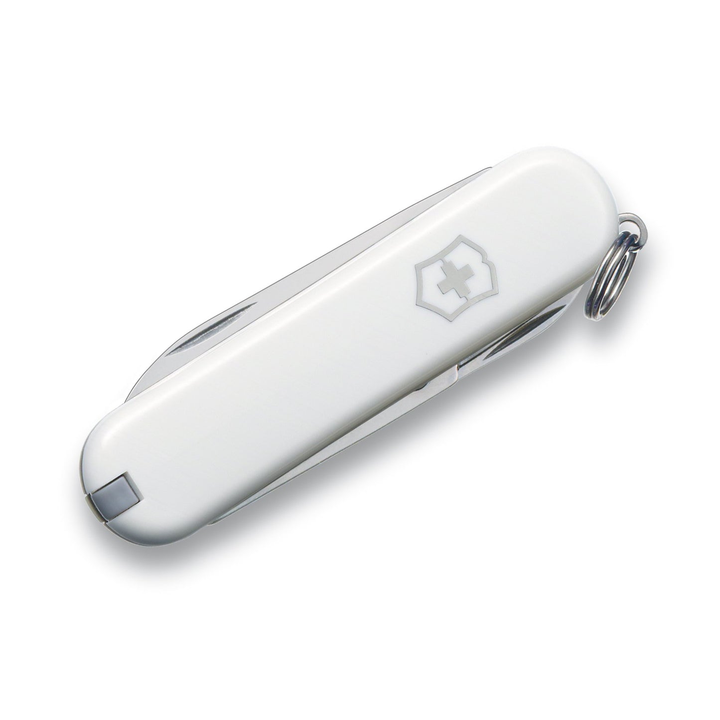 Victorinox Classic SD Swiss Army Knife, Compact, 7 Functions, Swiss Made Pocket Knife with Small Blade, Screwdriver and Key Ring - Falling Snow (White)