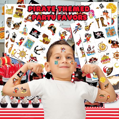 Pirate Ship Temporary Tattoos for Kids - 96 PCS Party Favors
