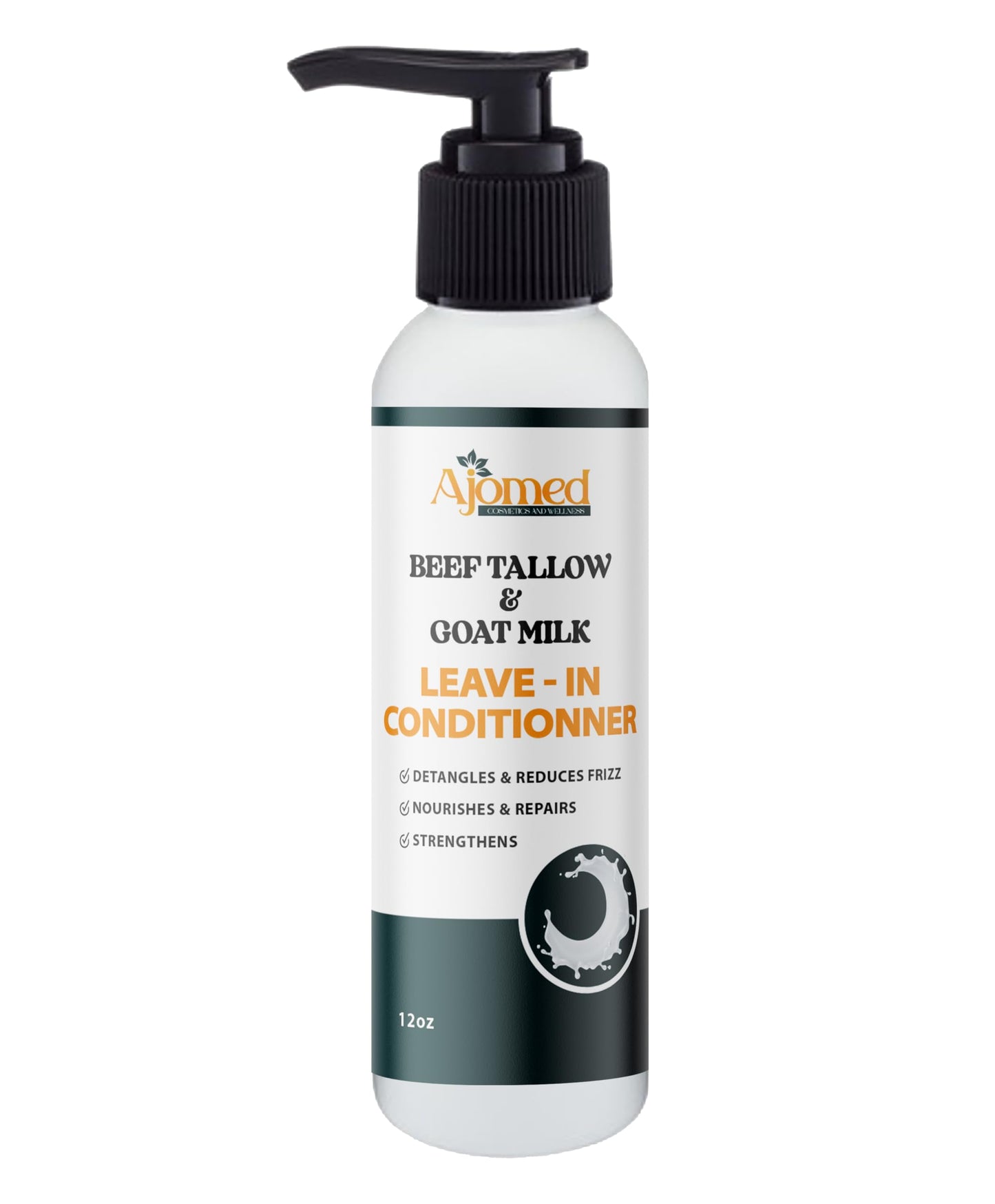 Beef tallow & Goat milk Leave-In Conditioner| Handmade hair Detangler- Anti-Frizz dreadlock moisturizer-Split Ends Breakage (12 Fl Oz)