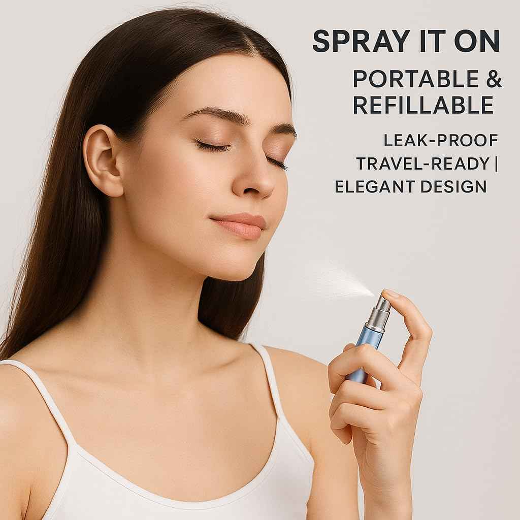 Practix Mini Refillable Perfume Atomizer – Travel-Size Spray Bottle for Fragrance, Easy Refill, Leak-Proof Design, Compact Scent Dispenser for Purse or Pocket - Variety Pack of 4