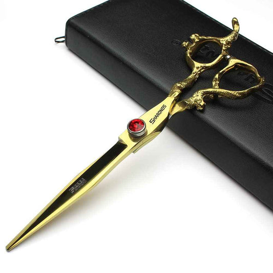 6 inch /7 inch salon professional salon scissors salon hairdresser hair cutting hairstyle pruning tools Japan 440c high hardness stainless steel golden (Gold)