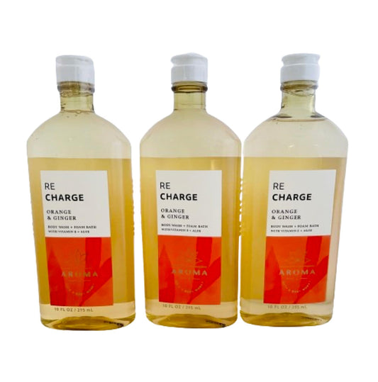 Bath & Body Works Aromatherapy Energy - Orange + Ginger Body Wash & Foam Bath, 10 Fl Oz, 3-Pack