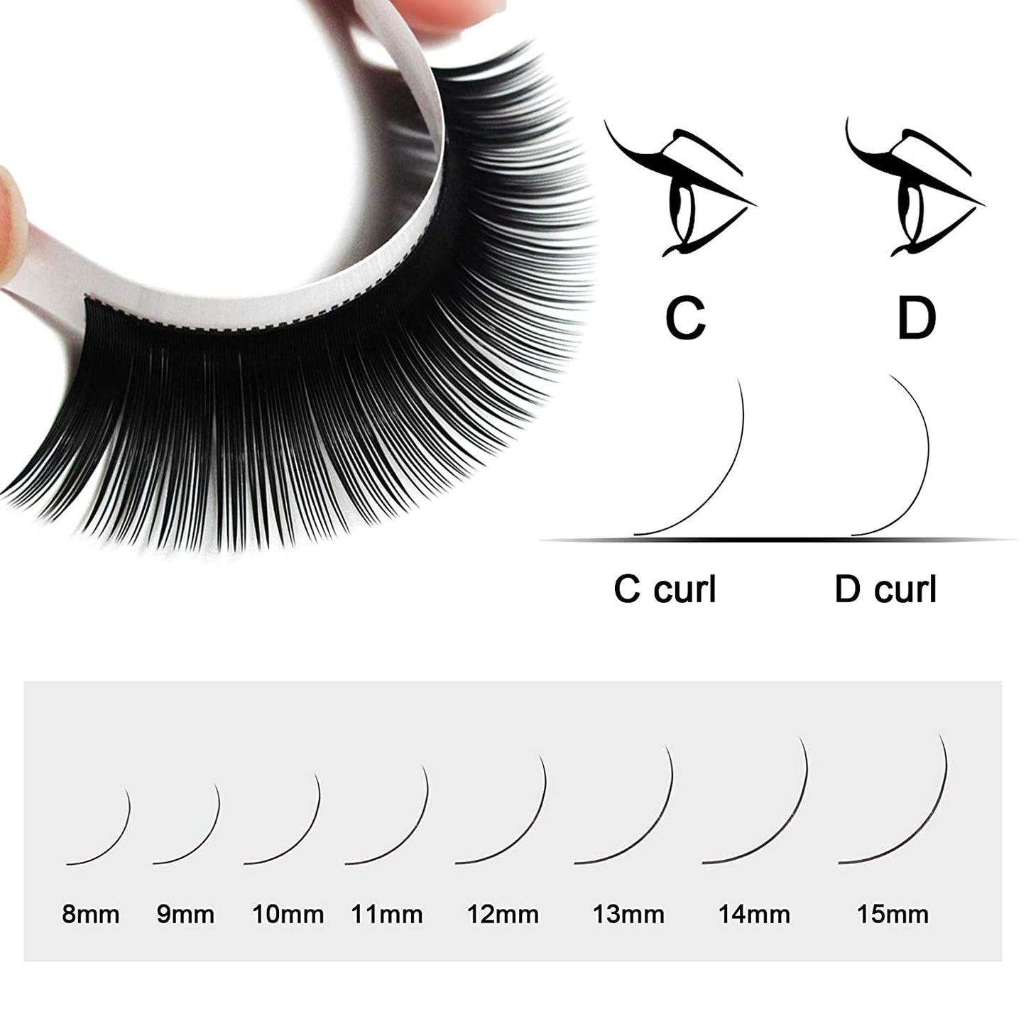 QUEWEL Eyelash Extension Supplies 0.15 C Curl 16mm Classic Individual Lash Extensions|Optinal 0.03/0.05/0.07/0.10/0.15/0.20 C/D Single 8-25mm Mix 8-14mm 15-20mm 20-25mm|(0.15 C 16mm)