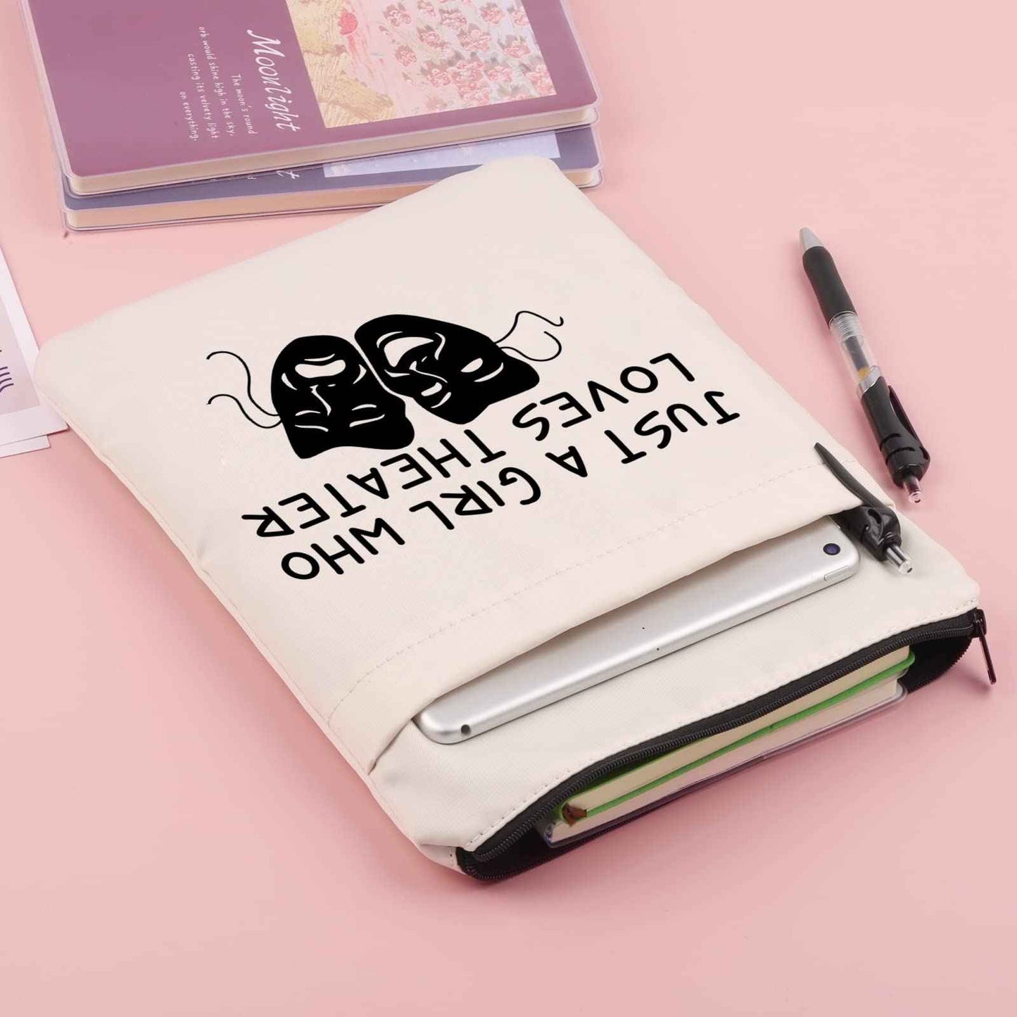 MEIKIUP Theater Actor Makeup Bag Drama Theater Lover Gift Drama Teacher Gift Who Loves Theater Travel Zipper Bag (Loves Theater BS)