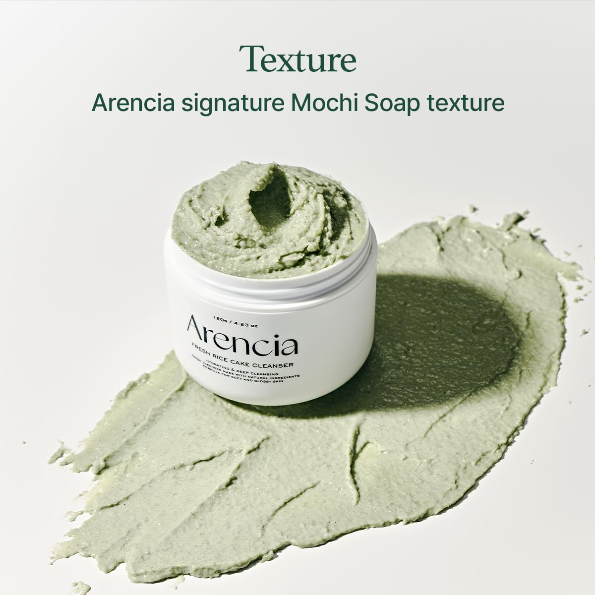 Arencia Korean Rice Mochi Face Cleanser & Daily Scrub - Moisturizing, Brightening & Deep-Cleansing - All Skin Types, Vegan, Organic - with Rice Powder, Rice Water & Green Tea (1.76oz)