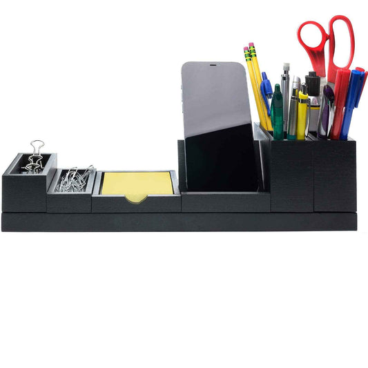Excello Global Products Magnetic Desk Organizer | 6 Removable Compartments for Pens, Pencils, Post-Its, Paperclips, Cell Phone and Office Supplies (Black)