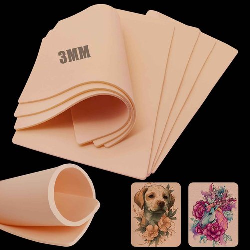 Autdor 3MM Fake Skin - 20Pcs Tattoo Skin 6×8" Blank Tattoo Practice Skins Double Sides Piel Sintética Para Tatuar Microblading Eyebrow Practice Skins for Tattooing Supplies Beginner Experienced Artist