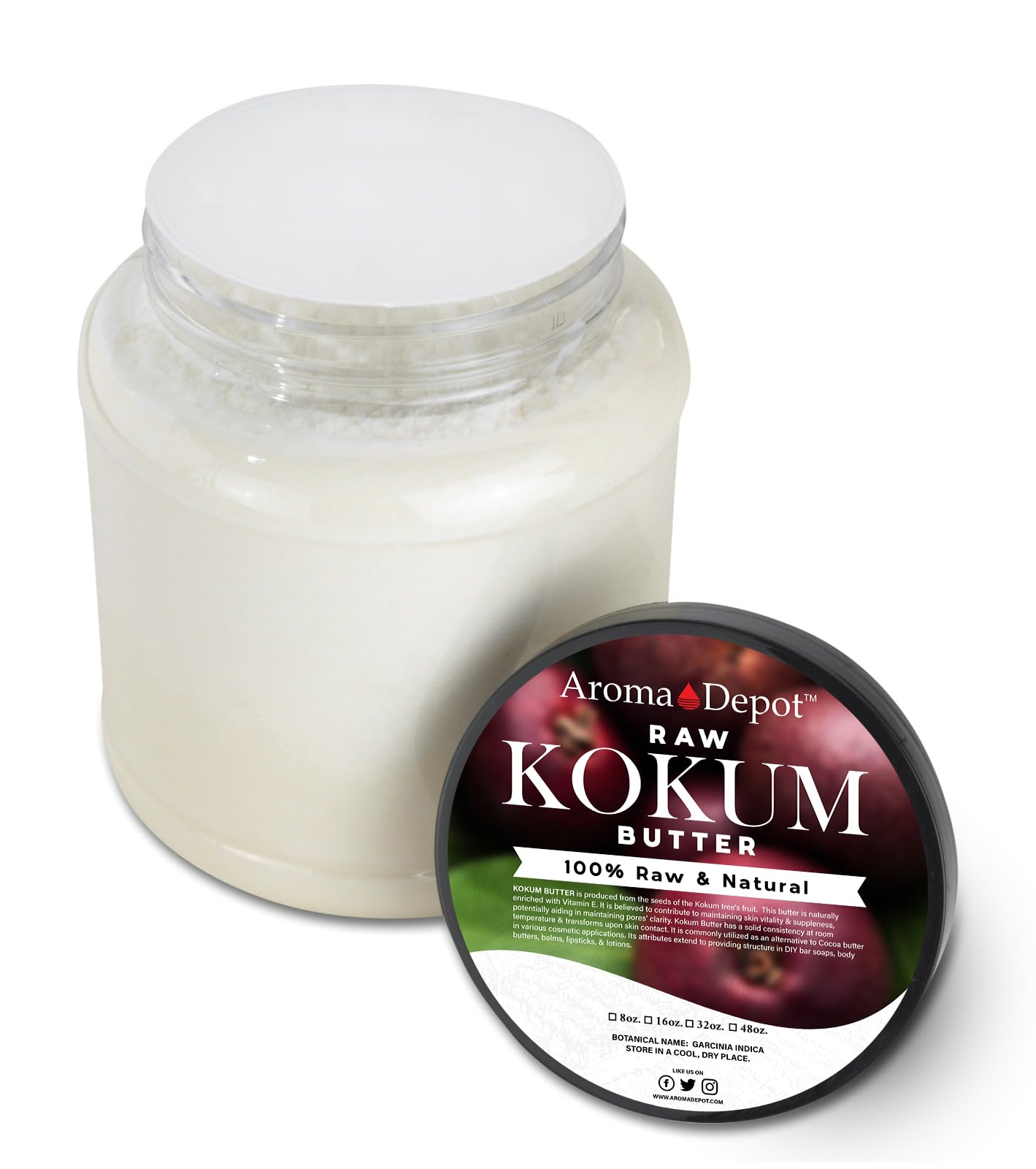 Aroma Depot 3 lb. Raw Kokum Butter Great for Skin, Body and Hair. 100% Pure I Natural I Cold Pressed I Thickener for Body Butters, Sunscreens, Soaps, Deodorants and Lotions.