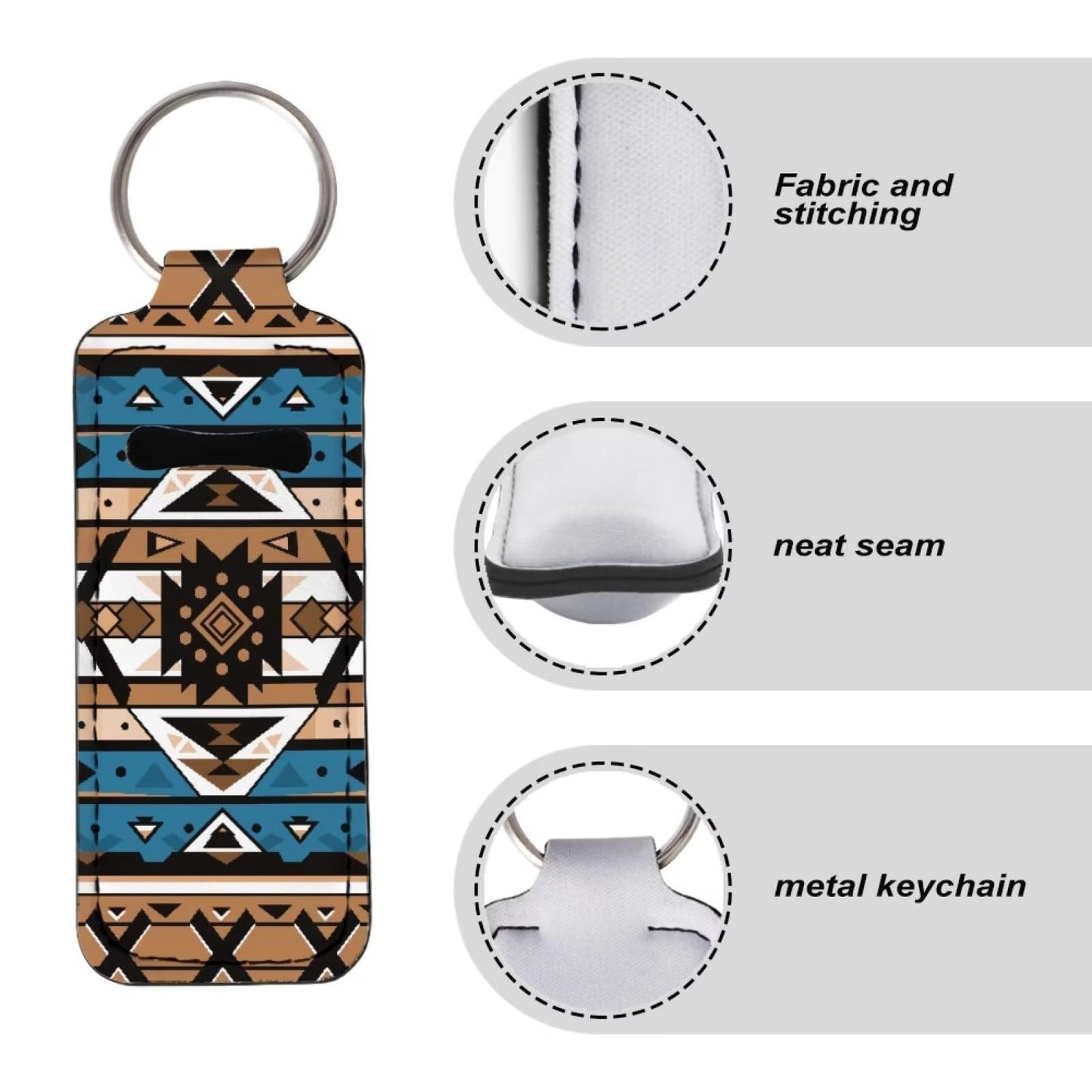 Baxinh Tribal Aztec Southwest Chapstick Holder Keychain, Neoprene Chapstick Lip Balm Holder Lipgloss Lipstick Holder Keychains for Lipstick, Chapstick, Lip Balm, Lanyard