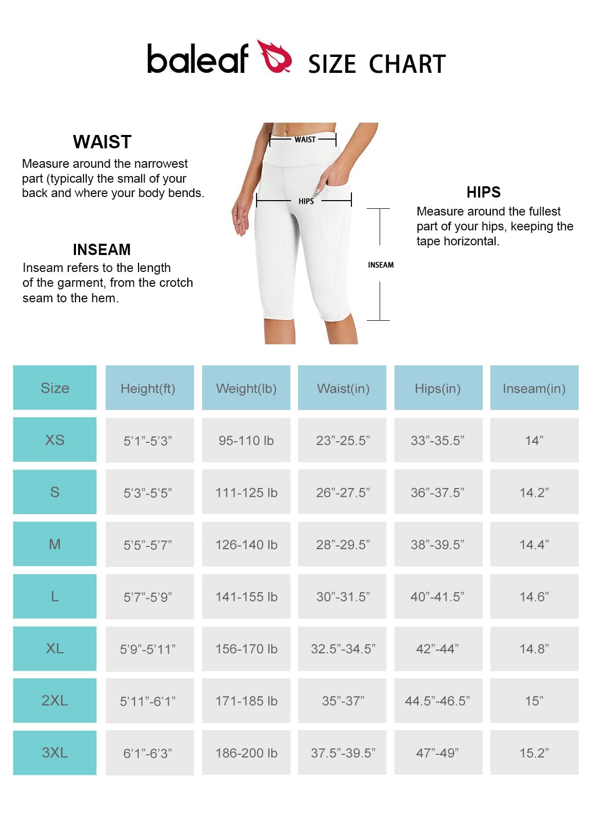 BALEAF Women's High Waisted Capris Casual Summer Knee Length Leggings Petite Yoga Casual Workout Exercise Capris with Pockets White XS