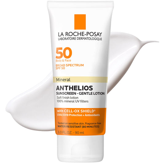 La Roche-Posay Anthelios Mineral Sunscreen SPF 50 Gentle Lotion | Broad Spectrum SPF + Antioxidants | Face & Body Sunscreen | Titanium Dioxide & Zinc Oxide Sunscreen | Oxybenzone Free | Oil Free