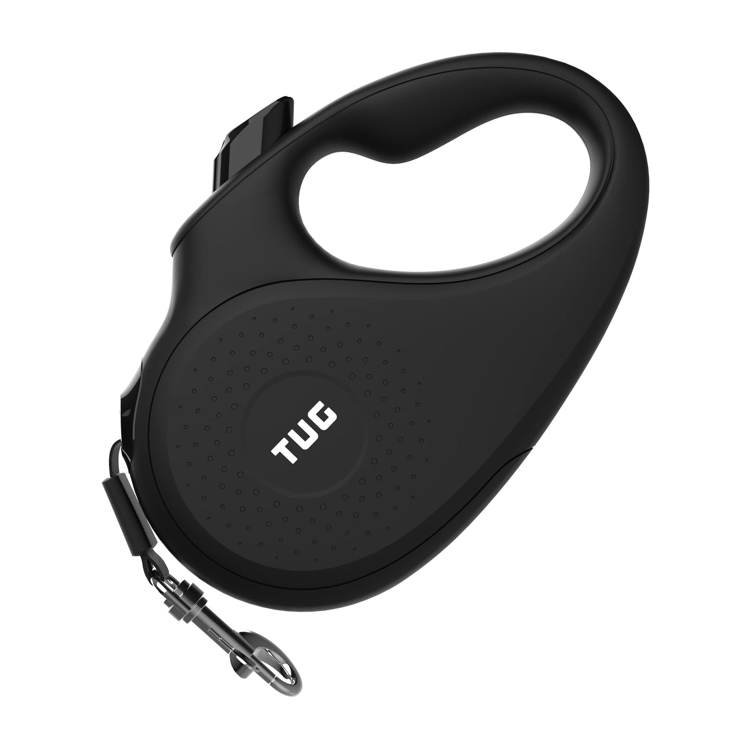 TUG Monochrome XL 360° Tangle-Free Retractable Dog Leash | 26 ft Strong Nylon Tape | One-Handed Brake, Pause, Lock (Extra Large, Black)