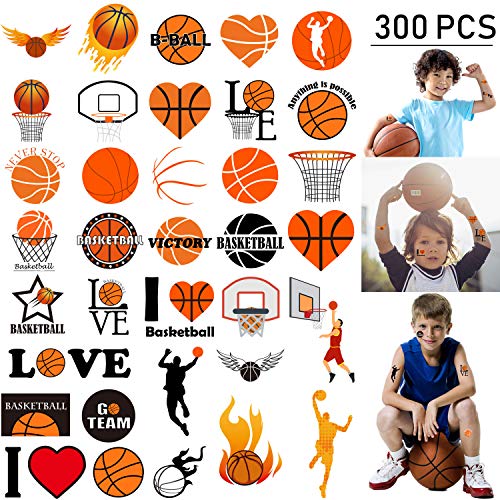 Basketball Temporary Tattoos for Kids - 24 Sheets (300 Designs)