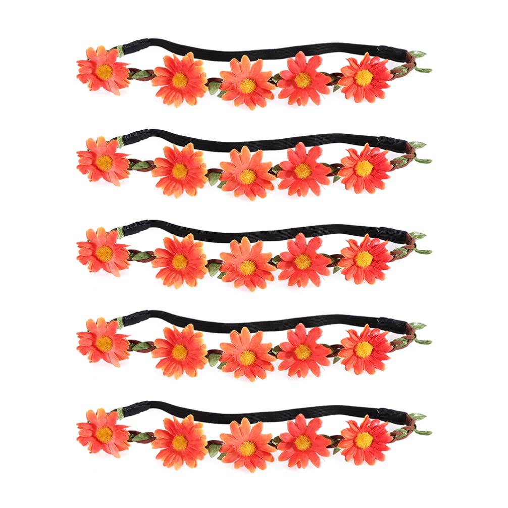 Sewroro Fancy Hair Ties Flower Hair Accessories 5pcs Flower Wreath Bride Girl Flower Headdress Sunflower Headband Head Flower Wreath