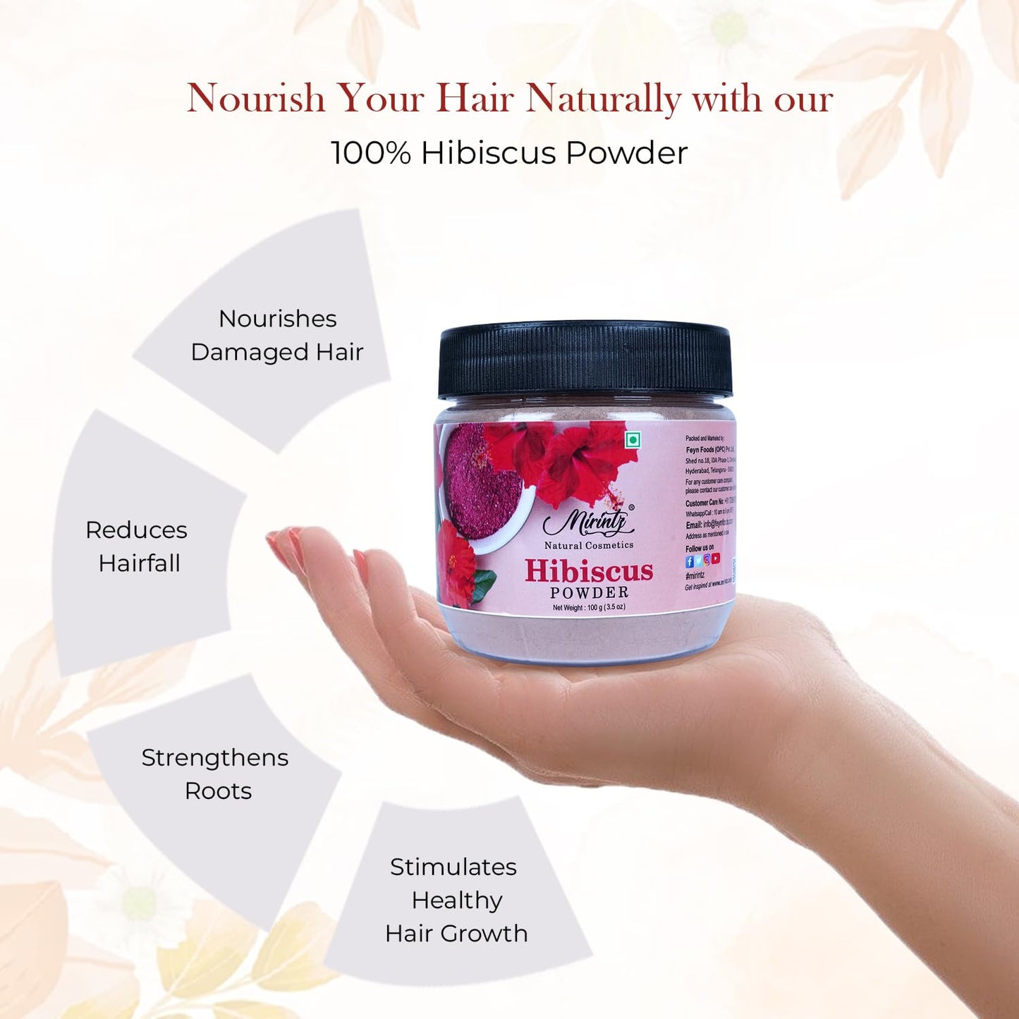 Mirintz 100% Natural Hibiscus Powder |(100 gms) Dried Hibiscus Flower for Skin & Haircare | Lily of the Valley Herbs for Hair Growth | Hibiscus Powdder for Face Mask | Hair