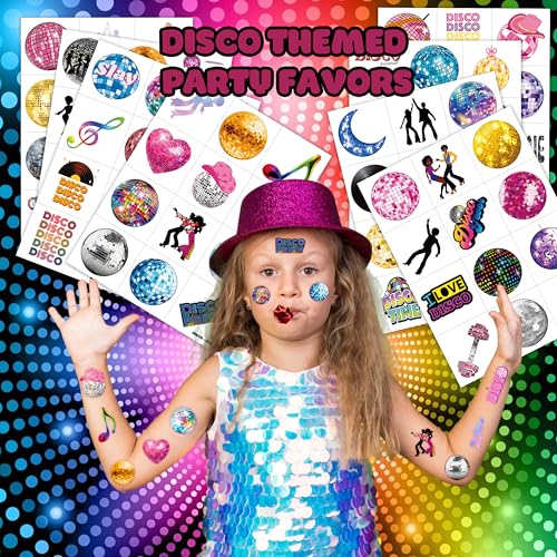 96 PCS 70s Disco Ball Temporary Tattoos - Party Favors