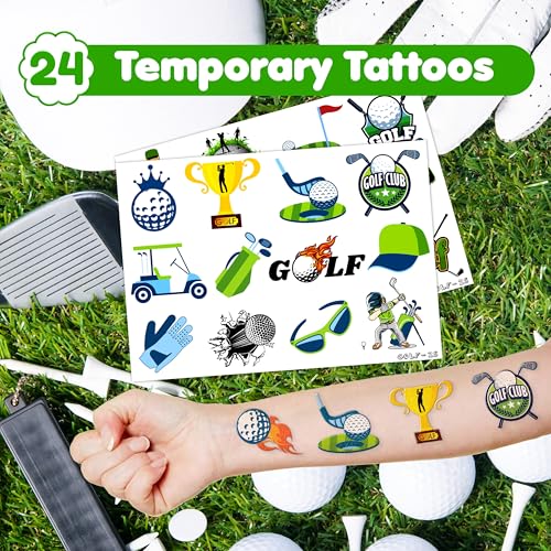 48PCS Golf Party Set 24PCS Temporary Tattoos & 24PCS Slap Bracelets Fun Golf-Themed Birthday Supplies, Baby Shower Gifts, Classroom Rewards & Party Decorations for Kids (Boys & Girls)