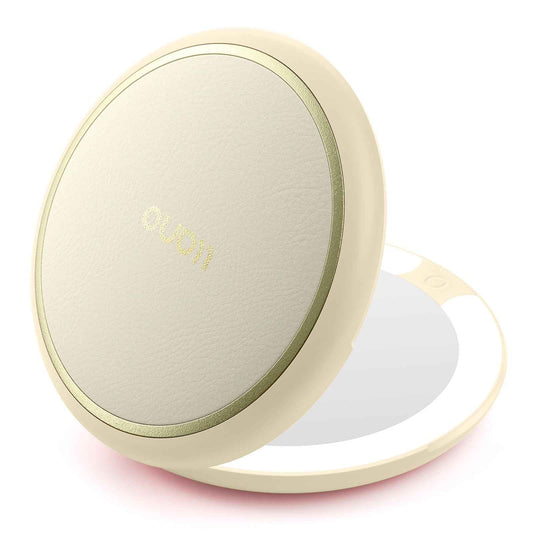 llano Compact Mirror, Lighted Travel Makeup Mirror with 1X/2X Magnifying Double Sided Dimmable Portable Pocket Mirror for Handbag and Pocket,Foldable Compact Mirror 3.6"L x 0.8"W, USB Charging(Yellow)