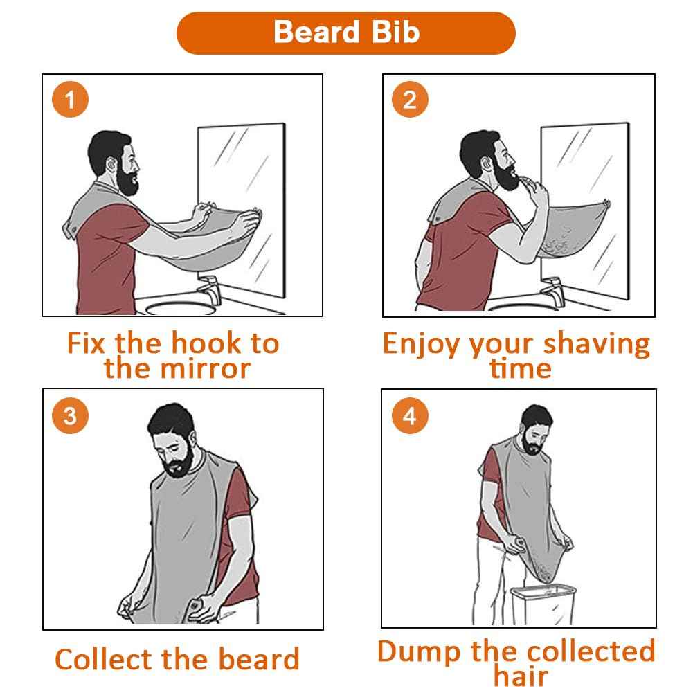 ztarraum Beard Bib Beard Apron, Beard Gather，Shaving and Trimming, Non-Stick Grooming Cloth with 2 Suction Cups, Best Gifts for Men,Valentine's Day Gift