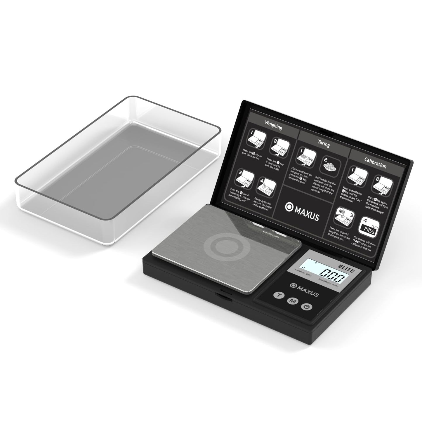 MAXUS Precision Pocket Scale 500g x 0.01g, Digital Gram Scale with Tray, Small Food Scale, Jewelry Scale, Ounces Grains Scale with Backlit LCD