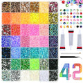 42-Color Jelly Rhinestones Kit with Glue – 34,000pcs 3mm AB Coated Gems for Nails, Crafts, Diamond Painting