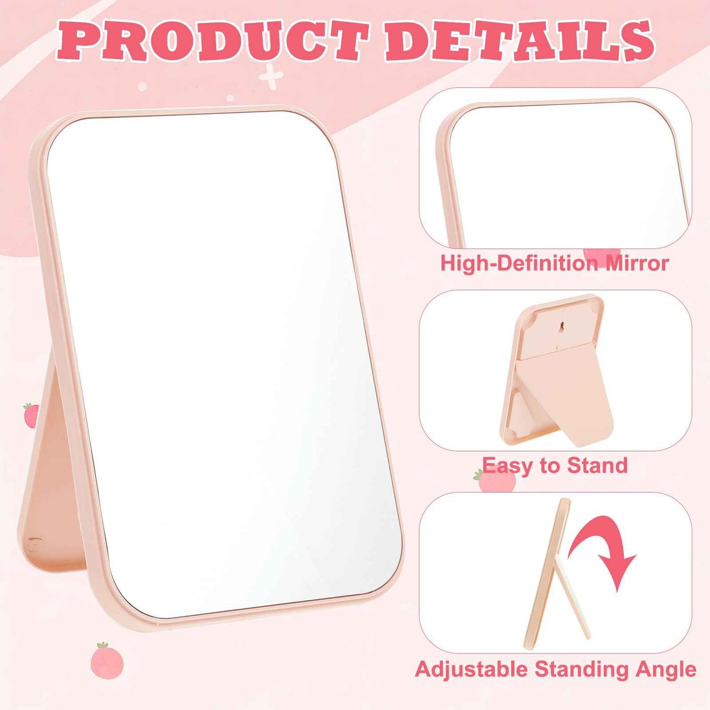 Rainmae 12 Pcs Spa Party Mirrors Spa Party Supplies for Girls, Pink Sleepover Accessory Favors Makeup Mirror for Sleepover Slumber Birthday Favors Gift