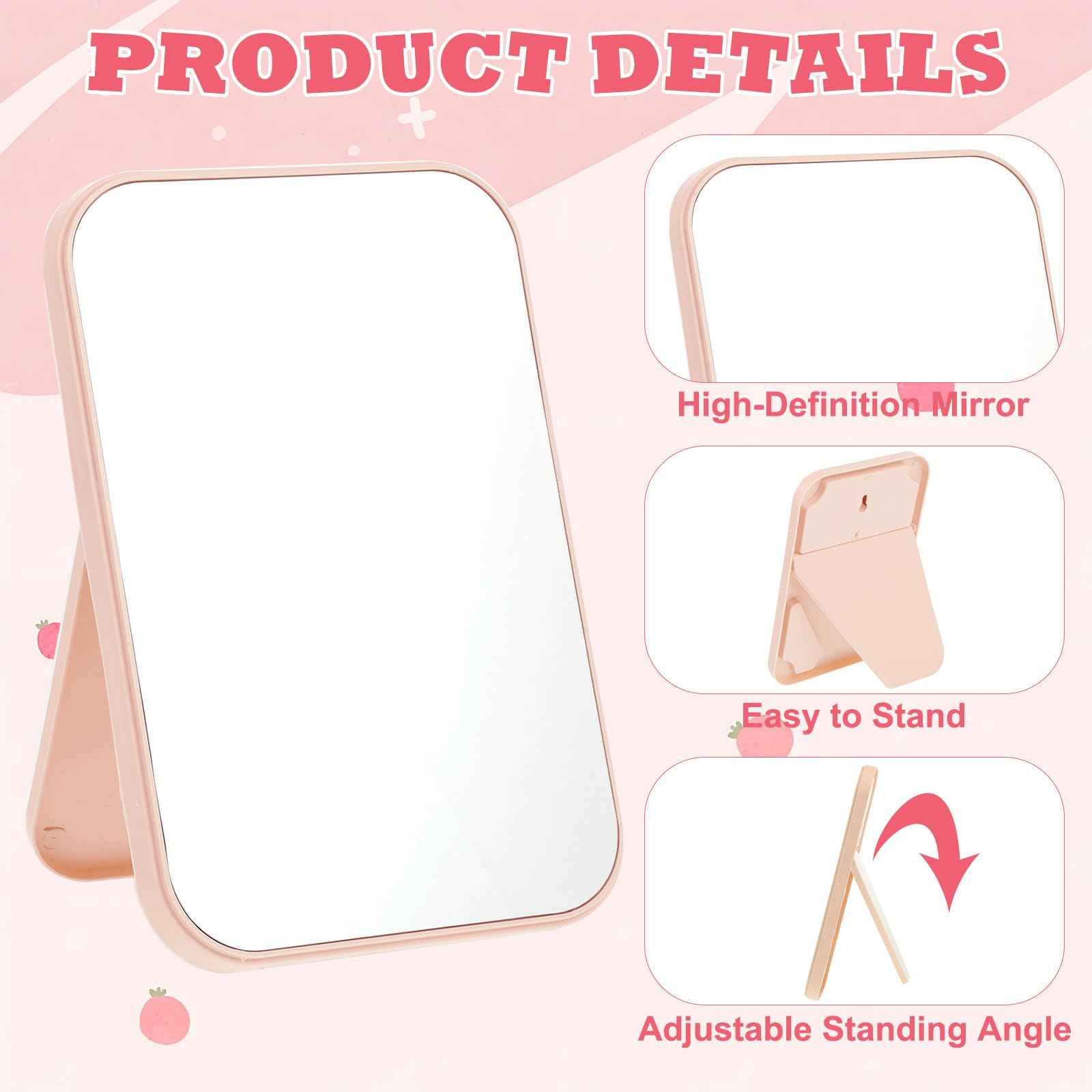 Rainmae 12 Pcs Spa Party Mirrors Spa Party Supplies for Girls, Pink Sleepover Accessory Favors Makeup Mirror for Sleepover Slumber Birthday Favors Gift