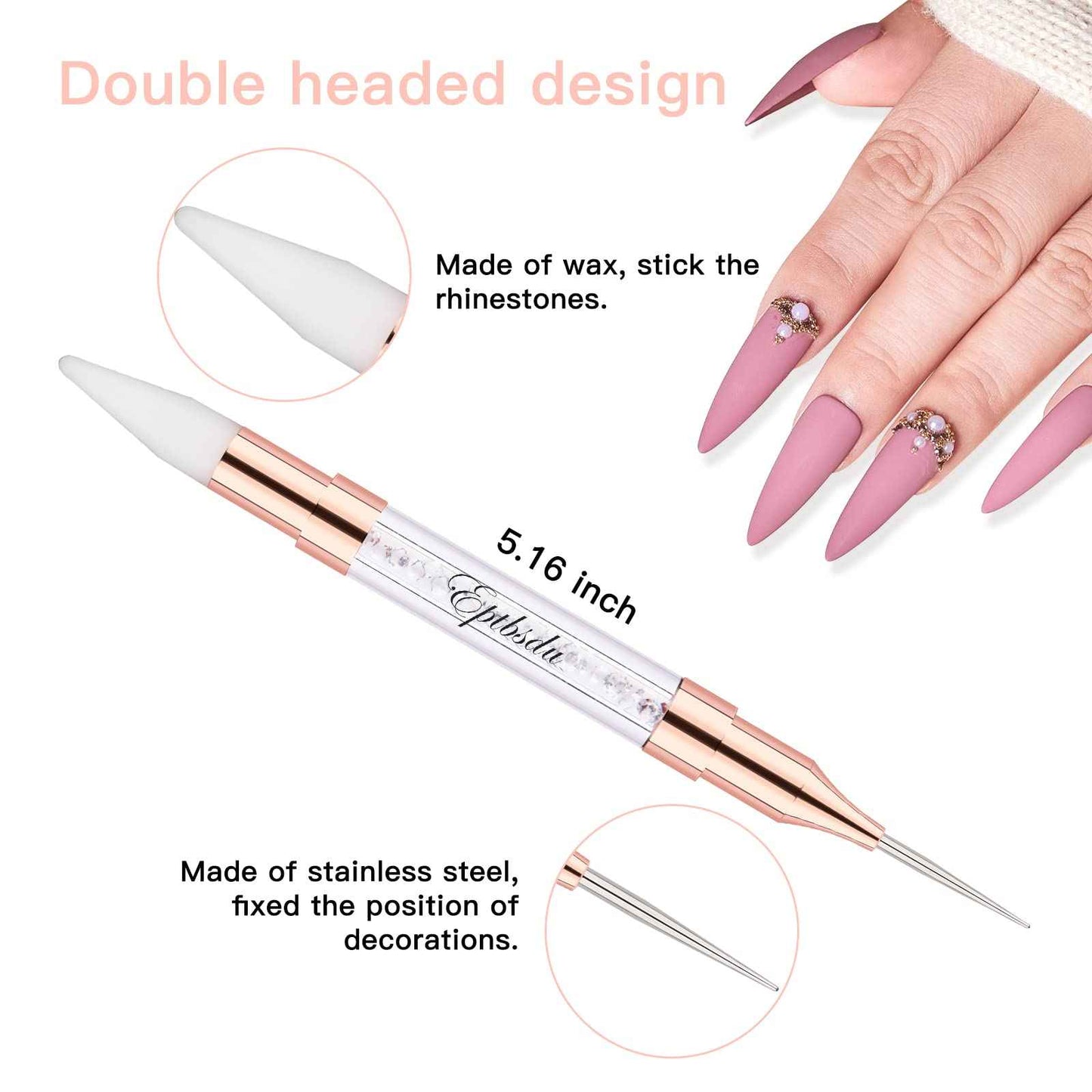 Nail Brushes for Nail Art, Eptbsdu 6PC Nail Art Brushes Double Ended Nail Art Design Dotting Pens, Striping Nail Brushes for Long Lines, Nail Drawing Pen for Salon at Home DIY Manicure