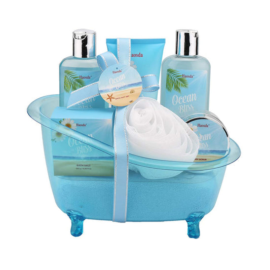 Bath Set for Women - Gift Basket Includes Bubble Bath, Shower Gel, Body & Hand Lotion, Bath Salts and More, Perfect Gifts Set for Home Relaxation (Blue)