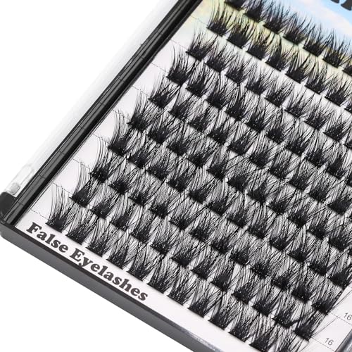 Hannahool 120pcs D Curl Individual Wide Stem Cluster DIY Eye Lashes Extensions Mixed 10-12-14-16mm/14-16-18mm/12-14-16mm Makeup Dramatic Volume Lashes (mixed 12-14-16mm)