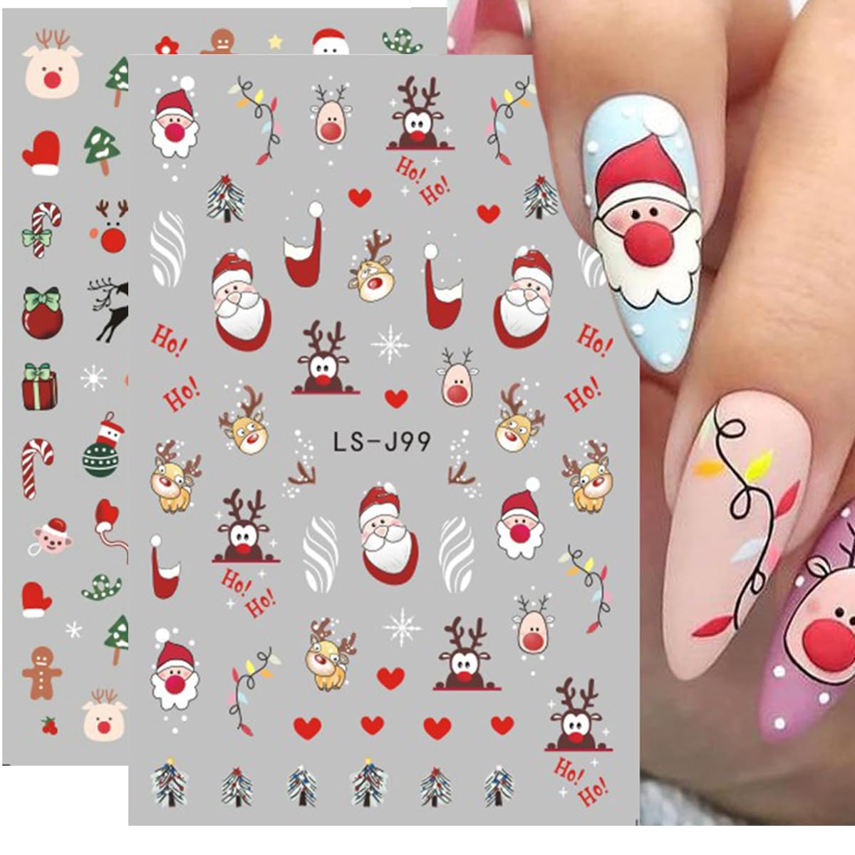 Christmas Nail Stickers for Nail Art 6 Sheet Christmas Nail Art Stickers Santa Claus Reindeer Elk Penguin Snowman Nail Art Design Cute Nail Decals Christmas Nail Decoration for Women Holiday DIY