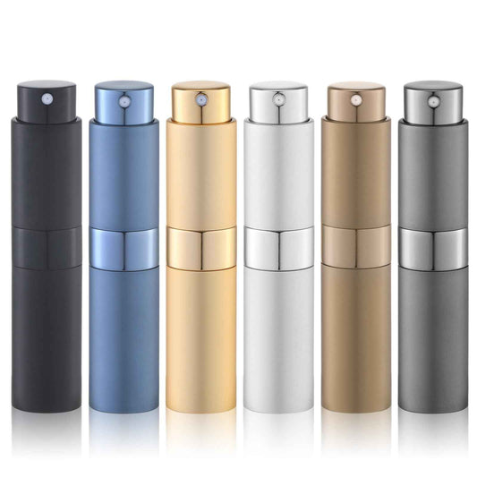 Lulupack Travel Perfume Bottle Refillable - Cologne Spray Atomizer Mini - Small Travel Size Empty Sprayer for Refill Sample Container - Portable Fragrance Decant Dispenser for Women Men 8ml 6PCS Brown