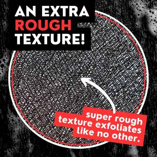 Extra Rough Exfoliating Washcloth - Extreme Body & Back Scrubber for Shower, Extra Long, Hygienic Exfoliator Wash Cloth, Men Or Women, 2 Count Pack, 1 Black & 1 Grey Color, Bye Bye Loofah