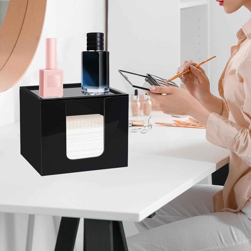 Beitiny Disposable Face Towel Holder, Acrylic Facial Towels Storage Box Organizer Container for Clean Towels XL, Black Bathroom Organization Home Decor