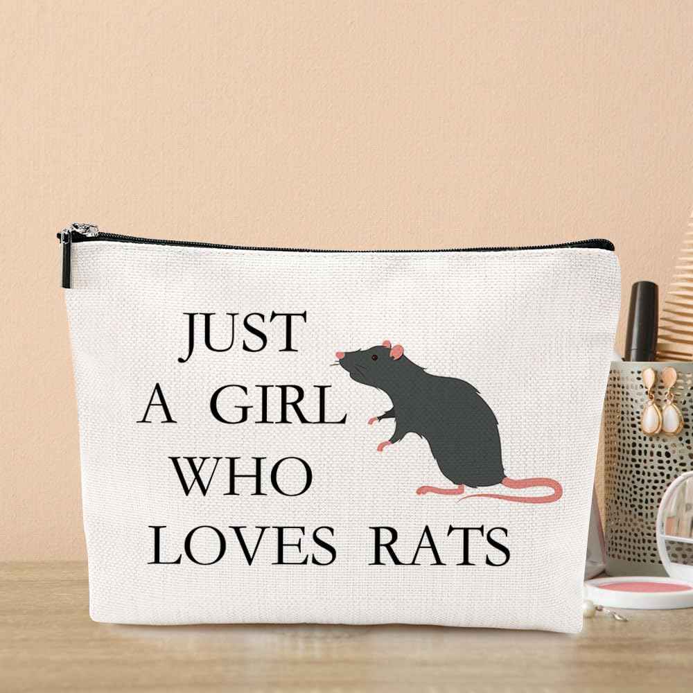 VICBOU Cute Rat Makeup Bag Rat Gifts for Women Girls Rats Decor Stuff Merch for Animal Lovers Funny Christmas Birthday Gift for Teens Best Friend Daughter BFF Sister Bestie Cosmetic Bag