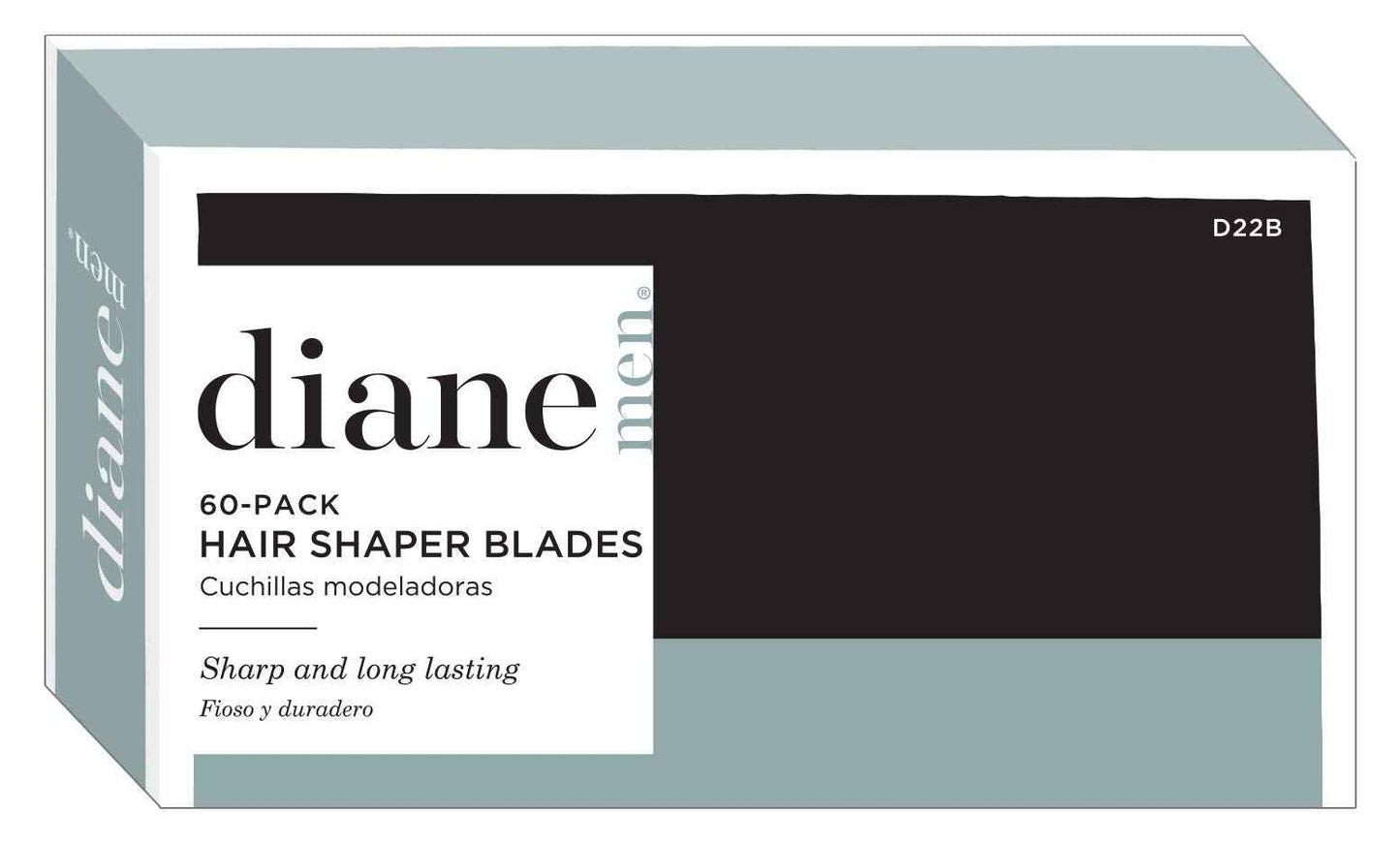 Diane Hair Shaper Razor Blades Made of Polymer Coated Stainless Steel Precise Shaping, Trimming, and Cutting, D22B-60 Count (Pack of 1)