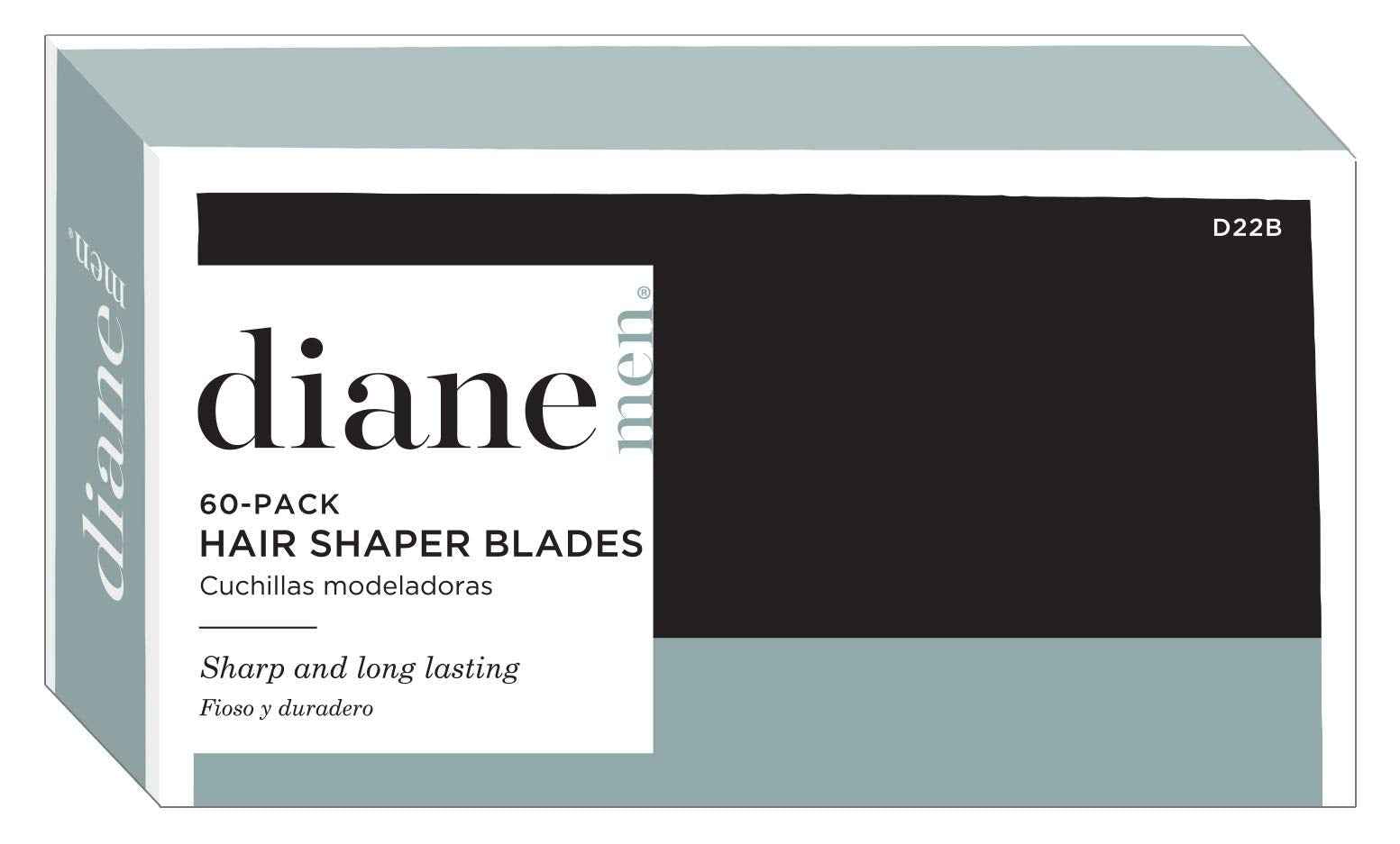 Diane Hair Shaper Razor Blades Made of Polymer Coated Stainless Steel Precise Shaping, Trimming, and Cutting, D22B-60 Count (Pack of 1)