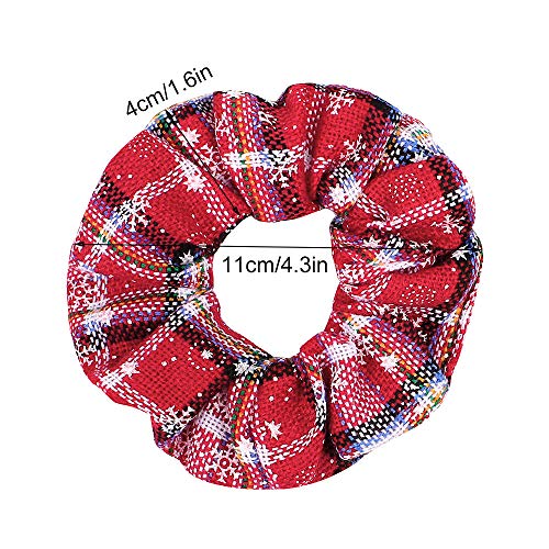 6 Pcs Cute Soft Plaid Elastic Christmas Hair Ties with Holiday Patterns (10 Pieces)