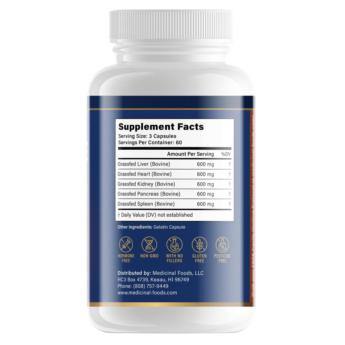 Medicinal Foods Nourish Tooth & Bone Builder | Ancestral Superfood for Enamel Repair & Bone Strength | Grass-Fed Beef Organ Complex | Build Healthy Teeth & Gums | Hormone & GMO Free | 180 Capsule