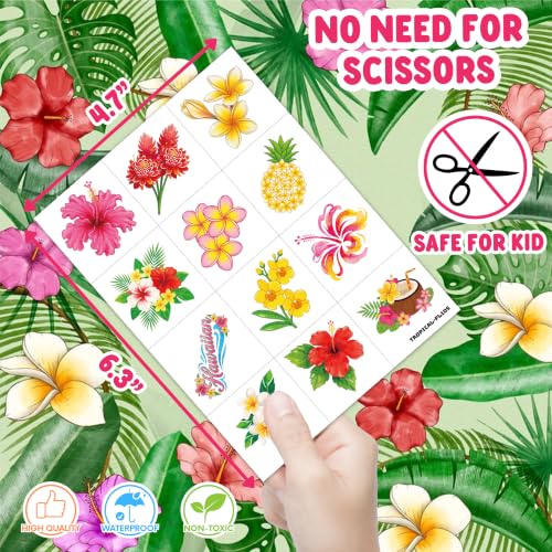 120 PCS Tropical Flower Temporary Tattoos - Hawaiian Party Favors