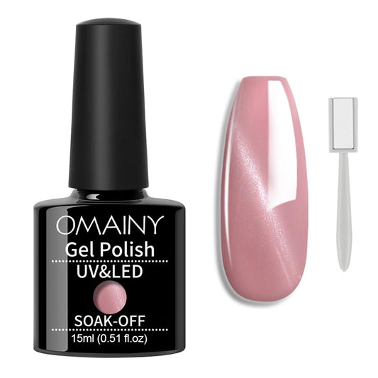 Omainy Cat Eye Gel Nail Polish 15ML with Magnet, Gel Nail Polish 15ML With 1 Magnet Stick Soak Off UV LED Nail Art Manicure