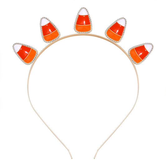 ZITULRY Halloween Headbands for Women Enamel Pumpkin Candy Corn Witch Hat Headband Gothic Spooky Ghost BOO Bat Moon Tiara Headpiece White Orange Yellow