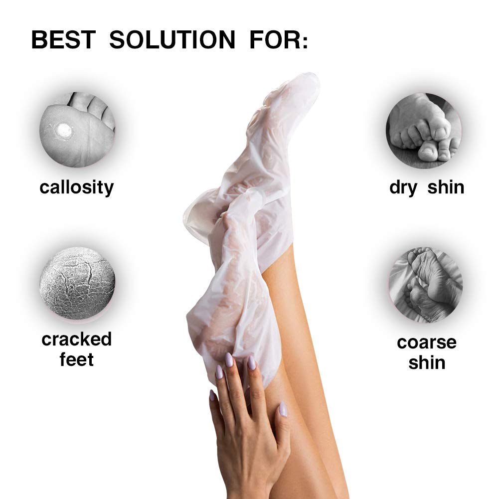 MOND'SUB [5 Value Pairs] Moisturizing Foot Mask - Professional Feet & Spa Quality Feet Treatment Socks for Cracked Heels and Dry Feet Skin - Deeply Repair with Natural Papaya Oil