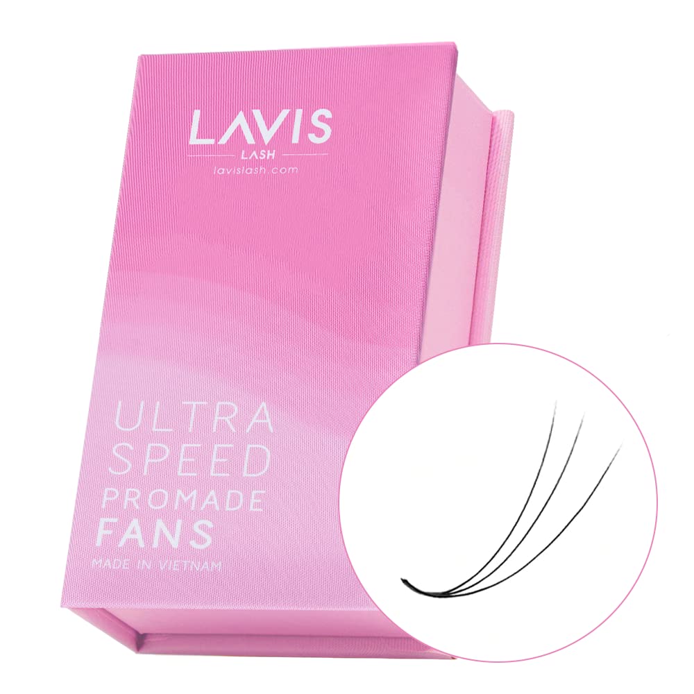 LAVISLASH 500 Ultraspeed Promade Fans Handmade Volume Eyelashes | Ultra Speed Eyelash Extension | 3D To 16D Fans | 0.03/0.05/0.07mm Thickness | C/CC/D Curl | 8-16mm Length(3D-0.07-D-9mm)