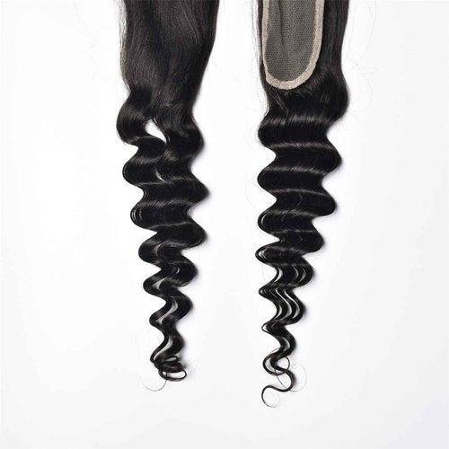 Brazilian Loose Deep 2x6 Lace Closure 100% Unprocessed Human Virgin Hair Pre Plucked Loose Deep Wave Pre-Plucked Hairline Frontal Closure Natural Black With Baby Hair (16inch, 2x6 loose deep closure)