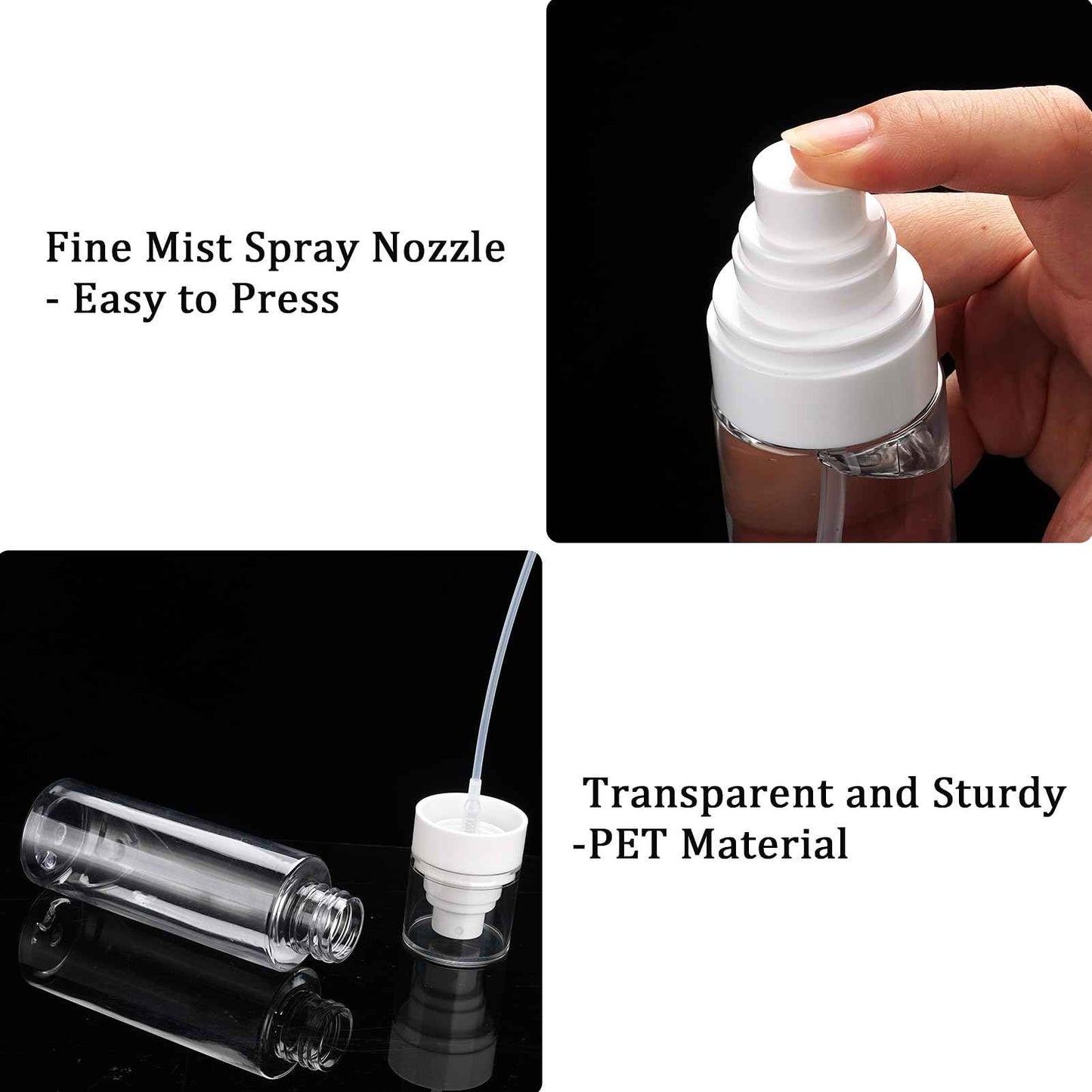Cosywell Fine Mist Spray Bottles 3.5oz/105ml 5 Pack Leak Proof Mister Spray Bottle Refillable Plastic Hair Spray Bottle for Perfume Skincare Toners Water Cosmetics (Clear)